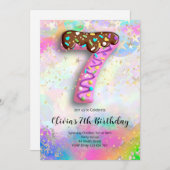 7th Birthday Girls Invitation (Devant / Derrière)