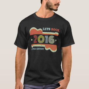 7th Birthday Guitar Retro Lets Rock 2016 T-shirt