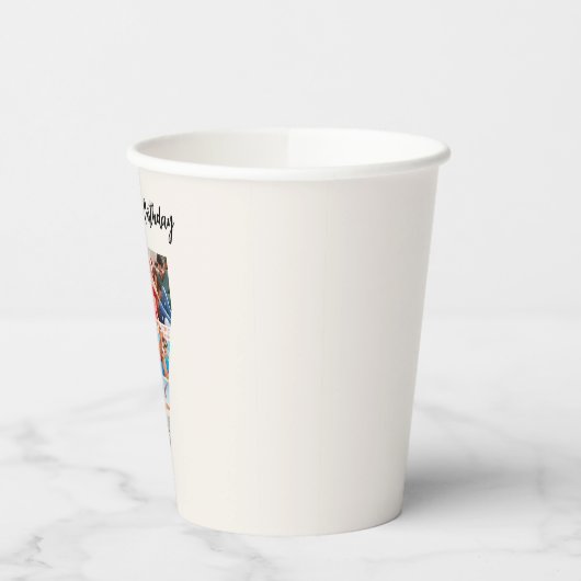 7th Birthday Photo Collage Number 7 Paper Cups Papieren Bekers (Links)
