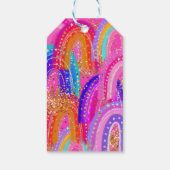 7th Birthday Rainbow Hot Pink Party Cadeaulabel (Achterkant)