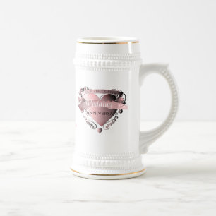 "7th Copper Wedding Jubileum" Heart Emblem Bierpul