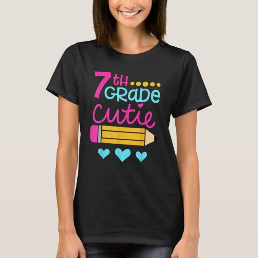 7th Grade Cutie First Day of School Back to School T-shirt (Voorkant)