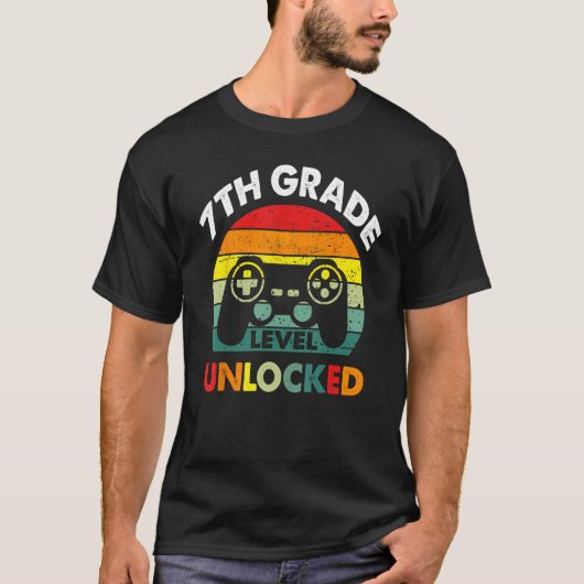 7th Grade Level Unlocked Gamer First Day Of School T-shirt (Voorkant)