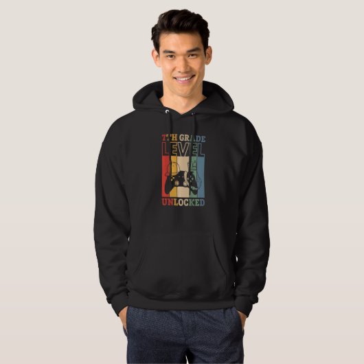 7th Grade Level Unlocked VideoGame Back to School  Hoodie (Voorkant volledig)