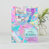 7th Mermaid Birthday Under the Sea Invitation (Debout devant)