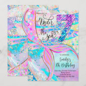 7th Mermaid Birthday Under the Sea Invitation (Devant / Derrière)