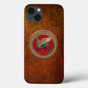 [800] Assyrian Winged Bull: Gold en Black Lamassu iPhone 13 Hoesje