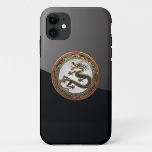 [800] Black and Gold Sacred Eastern Dragon iPhone 11 Hoesje