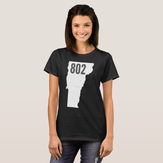 802 Pride State Outline Code Vermont T-shirt (Voorkant volledig)