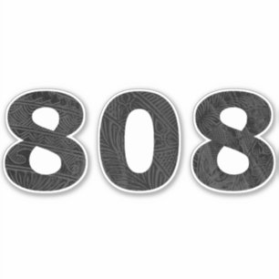 808 Hawaii Tribal Blk Grey Sticker