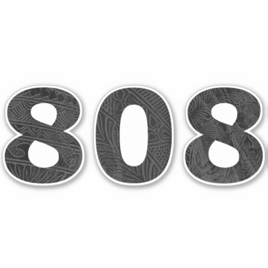 808 Hawaii Tribal Blk Grey Sticker (Voorkant)