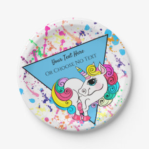 80-90 Retro driehoek Roze Blauwe Unicorn Papieren Bordje