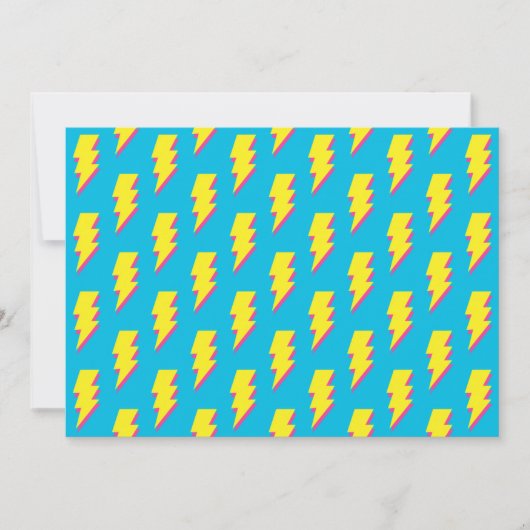 80-90's Pattern Fun Blue Yellow Bolt Neon Retro Kaart (Voorkant)