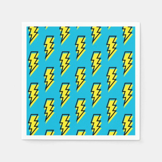 80-90's Pattern Fun Blue Yellow Bolt Neon Retro Servet (Voorkant)