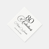 80 and Fabulous 80th Birthday Black Script  Servet (Hoek)