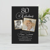 80 and Fabulous 80th Birthday White Script 2 Photo Kaart (Staand voorkant)