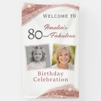 80 and Fabulous Rose Gold Birthday Welcome Photo Spandoek