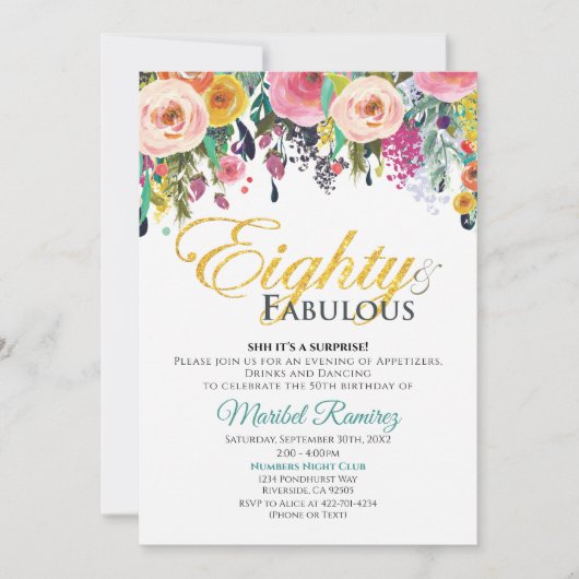 80 Anniversaire Fabuleux Invitation (Devant)
