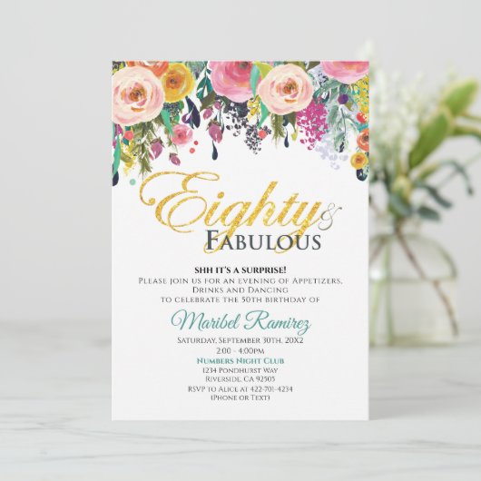 80 Anniversaire Fabuleux Invitation (Debout devant)