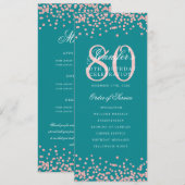 80 Anniversaire Menu du programme Merci Rose Gold (Devant / Derrière)