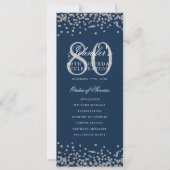 80 Anniversaire Programme Argent Confetti Menu Mar (Devant)