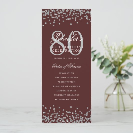 80 Anniversaire Programme Confetti Argent Menu Bou (Debout devant)