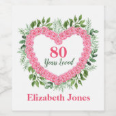 80 ans aimés 80e anniversaire Étiquette bouteille (Étiquettes simples)