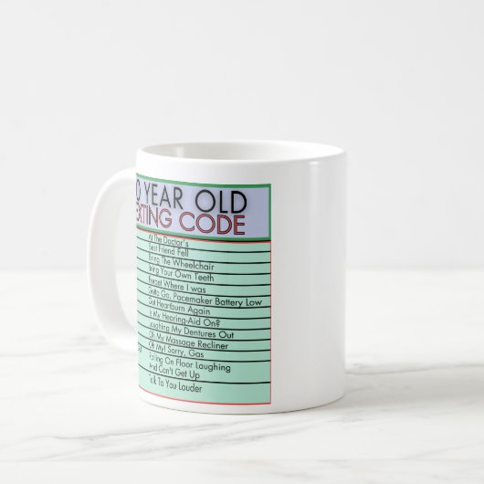 80 Ans Code de Textes Amusant Anniversaire Mug Sen (Devant gauche)
