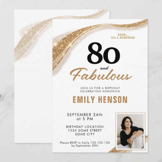 80 ans et Fabuleux Invitation 80e anniversaire (Devant / Derrière)