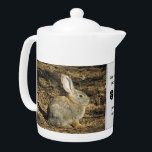 80 Ans Jeune lapin adorable Photo 80e Anniversaire<br><div class="desc">Cette théière présente un adorable petit lapin brun et adorable, assis au soleil du matin, qui sent la chaleur des rayons. C'est une façon unique de célébrer un jalon d'anniversaire de 80, 90, ou n'importe quel âge en customisant l'âge du garçon ou de la fille d'anniversaire chanceux. "Un petit lapin...</div>