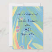 80 Ans Pastel Bleu Invitation de fête d'anniversai (Devant)