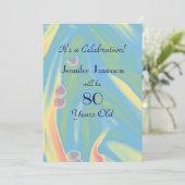 80 Ans Pastel Bleu Invitation de fête d'anniversai (Debout devant)