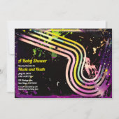 80-Baby shower met Grunge Color Splatter Retro Kaart (Voorkant)