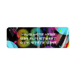 80 Bash Retro Rainbow Splash Birthday Party Etiket