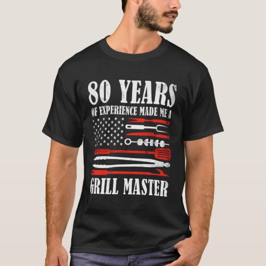80 BBQ Amerikaanse vlag Grill Masters 80th T-shirt (Voorkant)