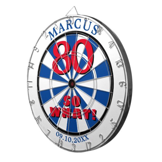80 dus wat Funny Quote 80th Birthday Dartboard Dartbord (Voorkant Rechts)