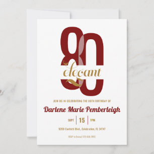 80 & Elegant Ruby Rood Goud 80ste Verjaardag Kaart