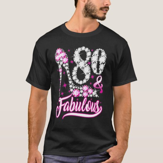 80 en 80ste verjaardag van de Fabulous Funny Pink  T-shirt (Voorkant)