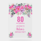 80 en fabelachtig roze elegant verjaardagsfeestje acryl bord (Voorkant)