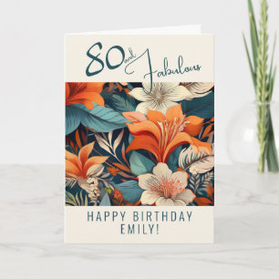 80 en Fabulous Bloem Patroon Verjaardag Kaart