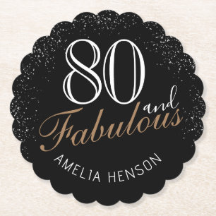 80 en Fabulous Elegant Black 80th Birthday Kartonnen Onderzetters