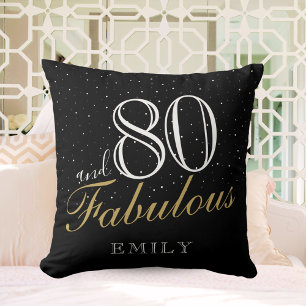 80 en Fabulous Elegant Black 80th Birthday Kussen