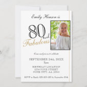 80 en Fabulous Elegant Script Photo Birthday Kaart (Voorkant)