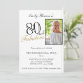 80 en Fabulous Elegant Script Photo Birthday Kaart (Staand voorkant)