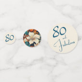 80 en Fabulous Flower Pattern Verjaardagsfoto Confetti (Achterkanten)
