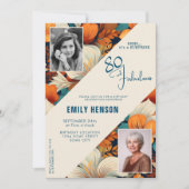 80 en Fabulous Flower Pattern Verjaardagsfoto Kaart (Voorkant)