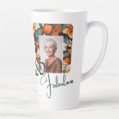 80 en Fabulous Flower Pattern Verjaardagsfoto Latte Mok (Rechts)