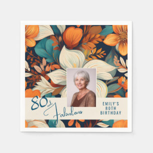 80 en Fabulous Flower Pattern Verjaardagsfoto Servet