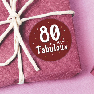 80 en Fabulous Glitter Rood 80ste Verjaardag Ronde Sticker