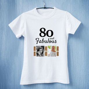 80 en Fabulous Gold Glitter 2 Foto 80th Birthday T-shirt
